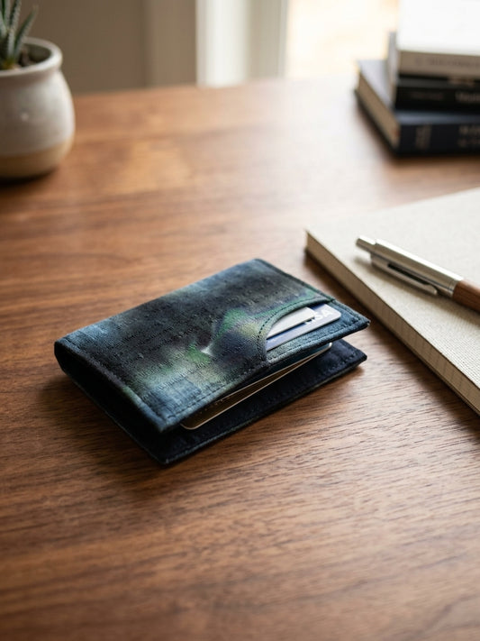 Arimatsu Shibori Card Case - Dark Tone - Arimatsu shibori hand-dyed cotton card-case, dark solid